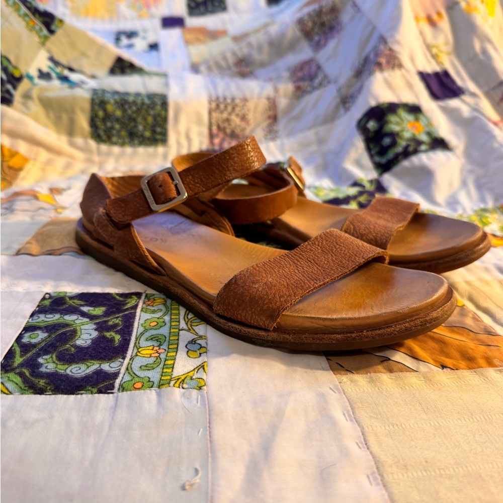 Kork-Ease Yucca Leather Ankle Strap Sandals - Tan - Size 8